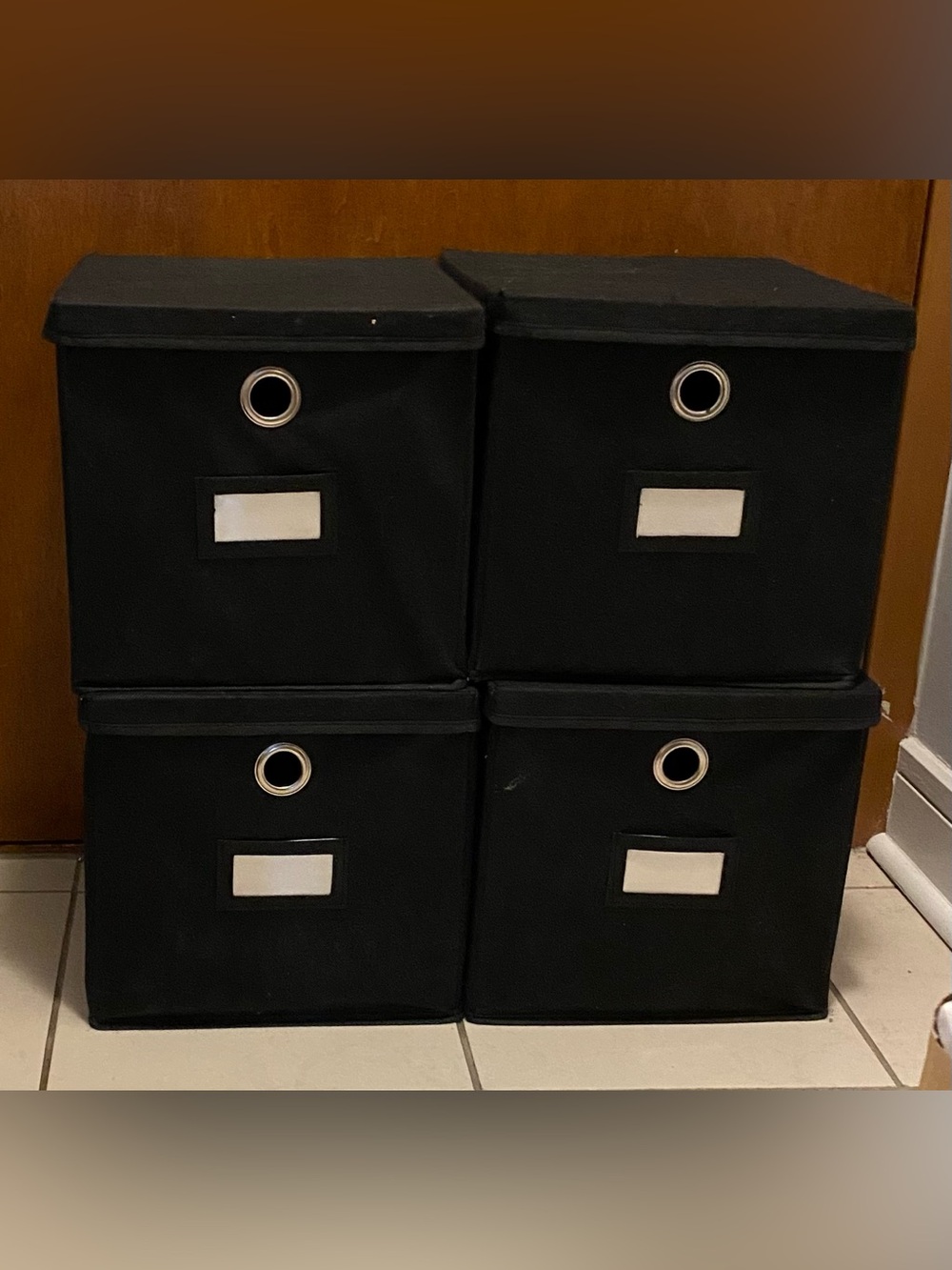 Black Fabric Storage Cubes - Home Office Organizers (4)